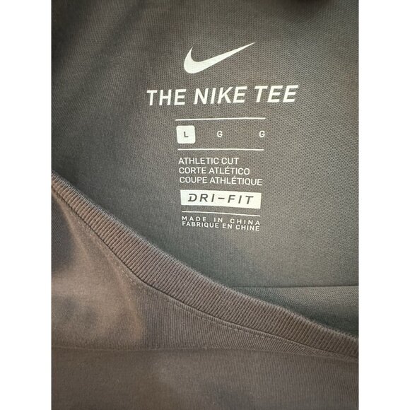 NWT Nike Dry-fit Long Sleeve Tee Mens Large Athletic Cut Gray Camo Textured Logo - Picture 2 of 6